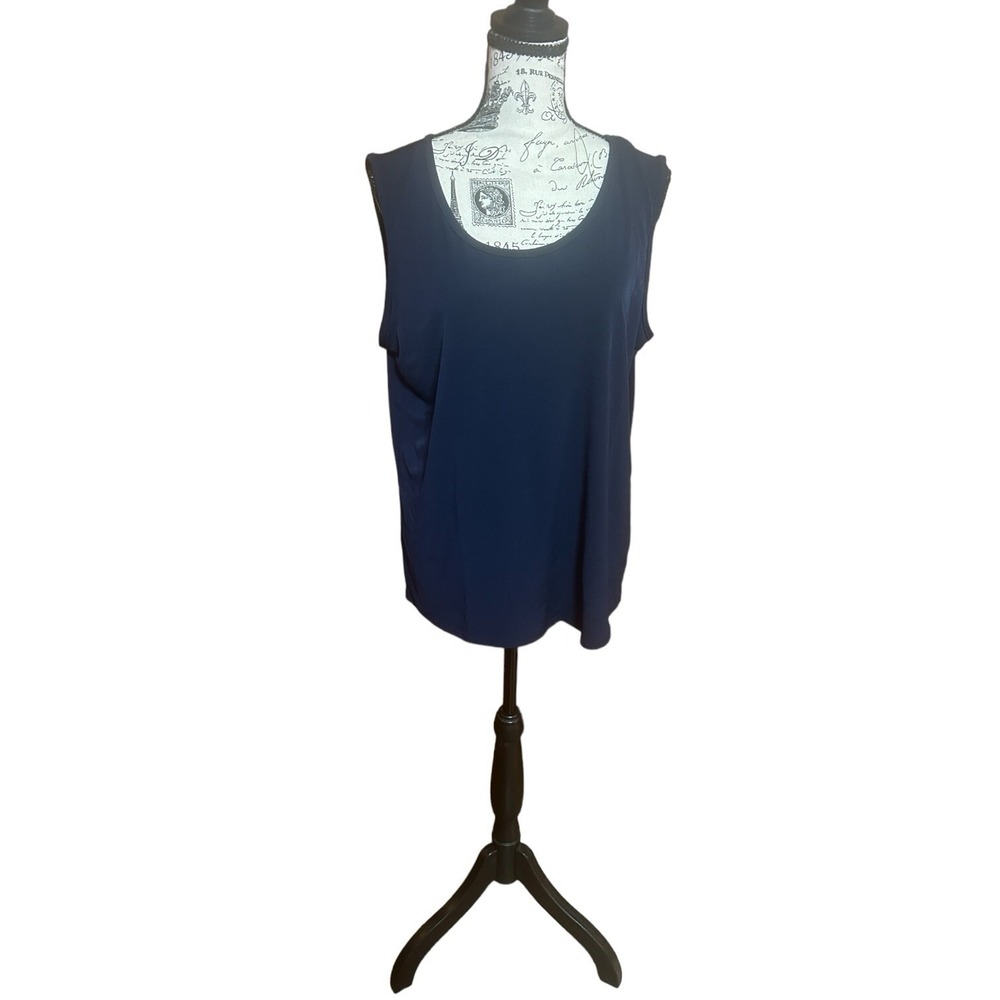 Collections ETC Womens Size L Navy Classic Scooped Neck Knit Tank Top